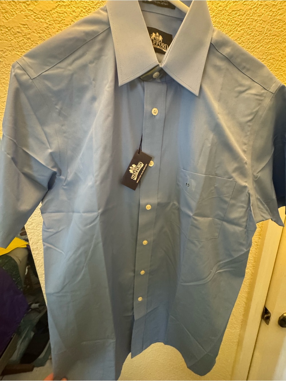 Stafford Classic Fit Light Blue Short-Sleeve Dress Shirt New